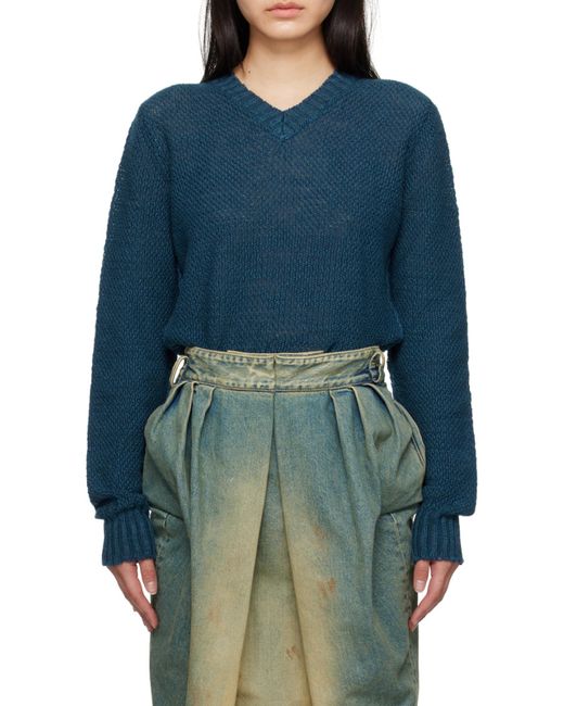 Maison Margiela Blue V-Neck Sweater