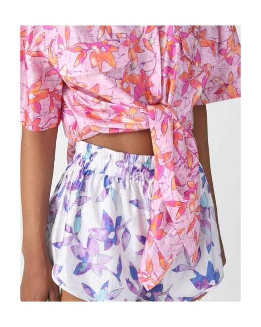 Isabel Marant Pink Floral-Print Short-Sleeve Shirt