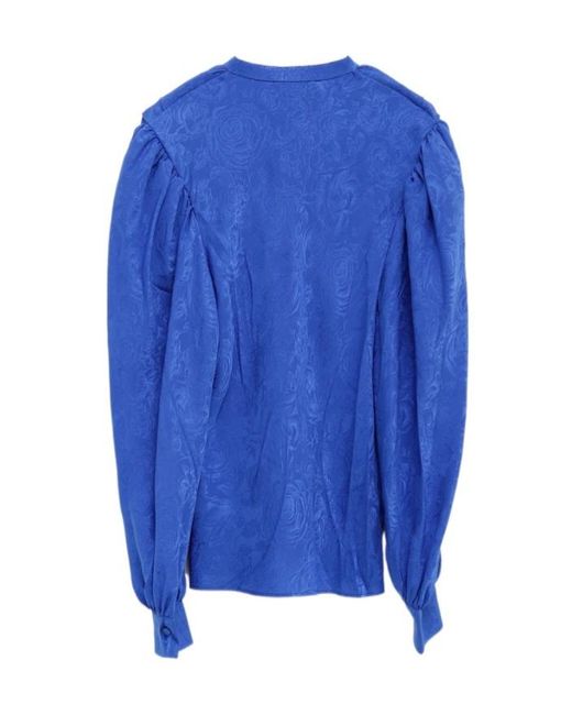 Gucci Blue Long-Sleeved Ruffled Shirt