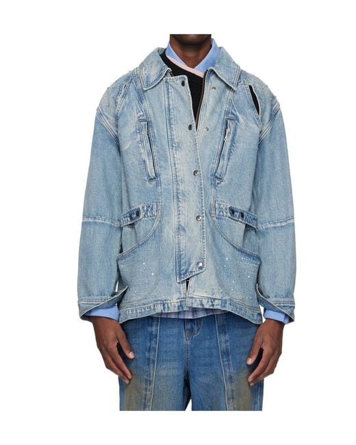 ANDERSSON BELL Blue Jeweled Denim Jacket for men