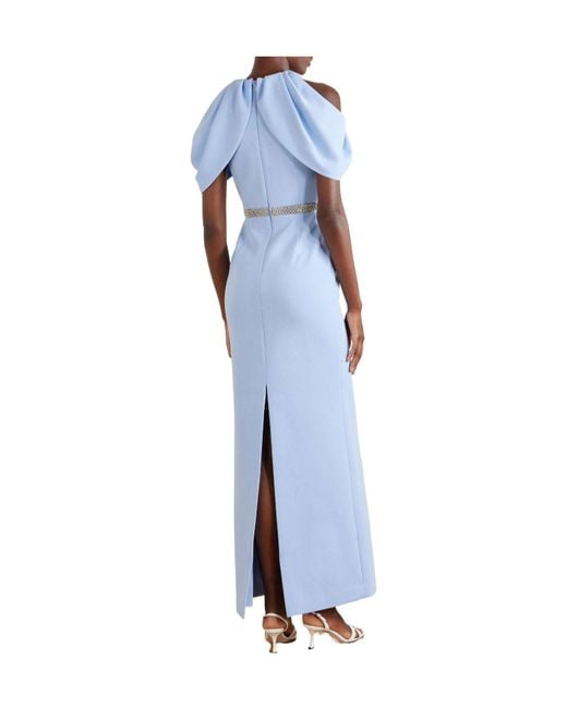 Rebecca Vallance Blue Embellished Cady Maxi Dress