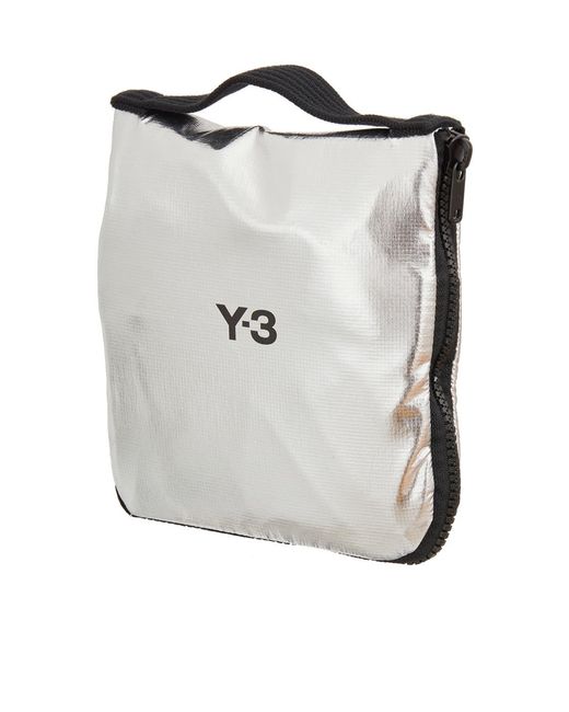 Y-3 Gray Logo Printed Zip-Around Packable Tote Bag for men