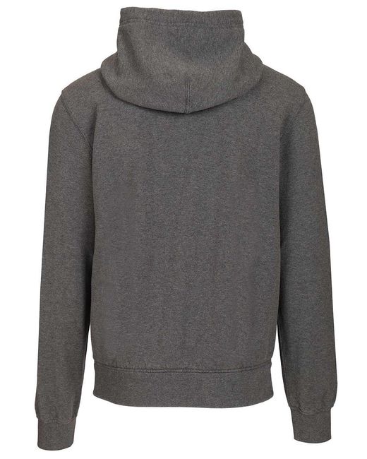 Dolce & Gabbana Gray Heraldic Patch Drawstring Hoodie for men