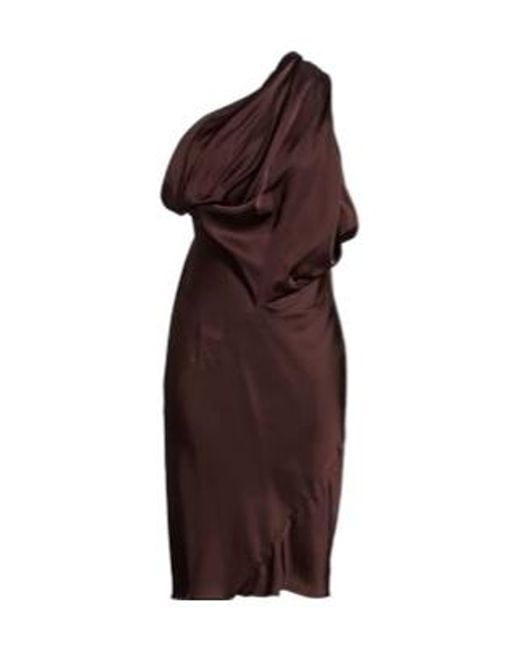 Rick Owens Purple Satin Hooded Midi Dress