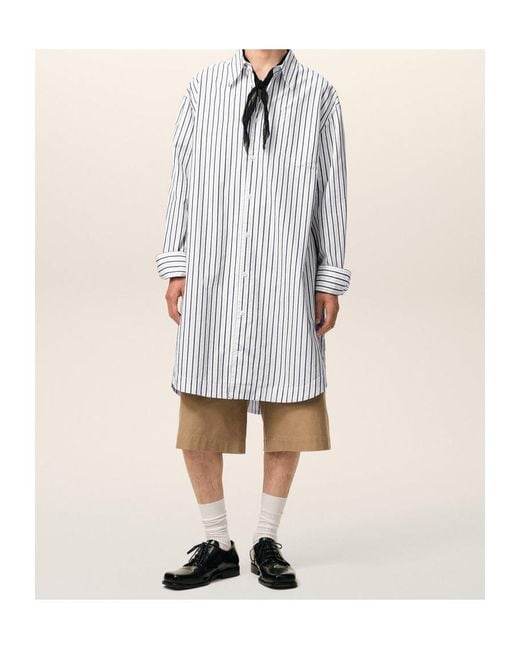 AMI White Ami Striped Ami De Coeur Wide Shirt Dress for men