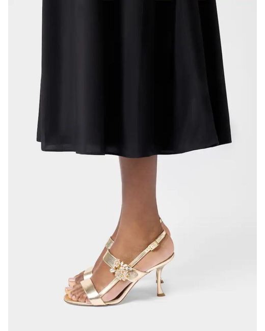 Roger Vivier Metallic Crystal Buckle Heeled Sandals