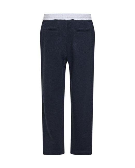 Brunello Cucinelli Blue Drawstring Straight-Leg Trousers for men