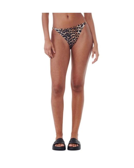Ganni Black Recycled Leopard Printed Emblem Mini Briefs