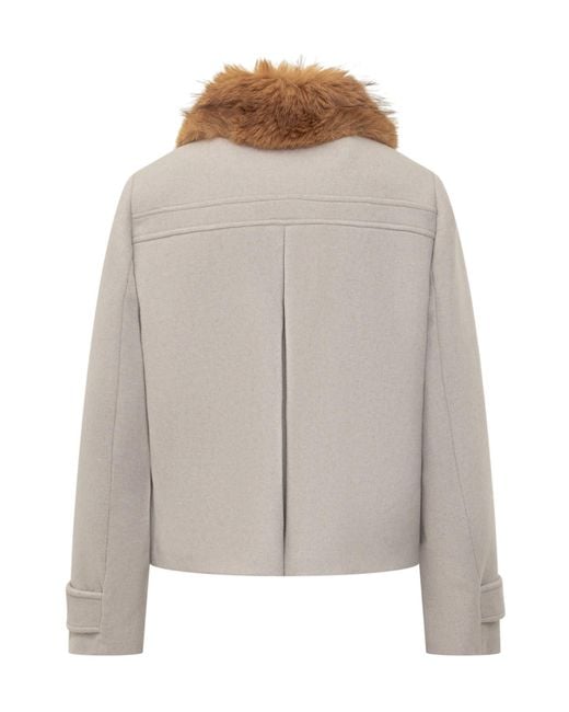 Ba&sh Natural Terry Fur-Trimmed Coat