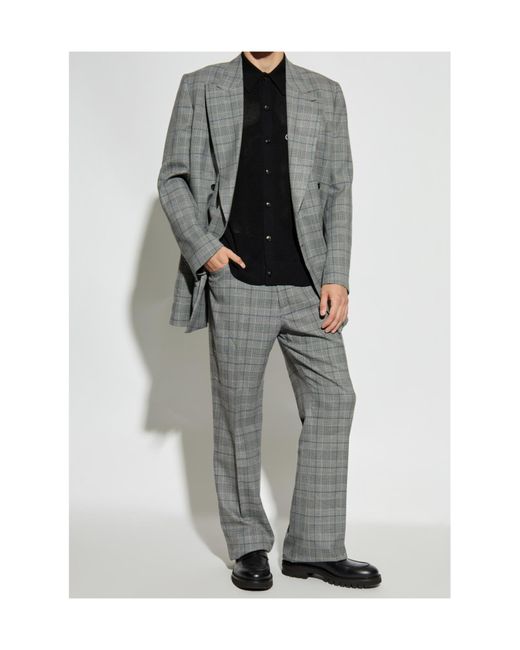 Amiri Gray Checked Flared Trousers for men