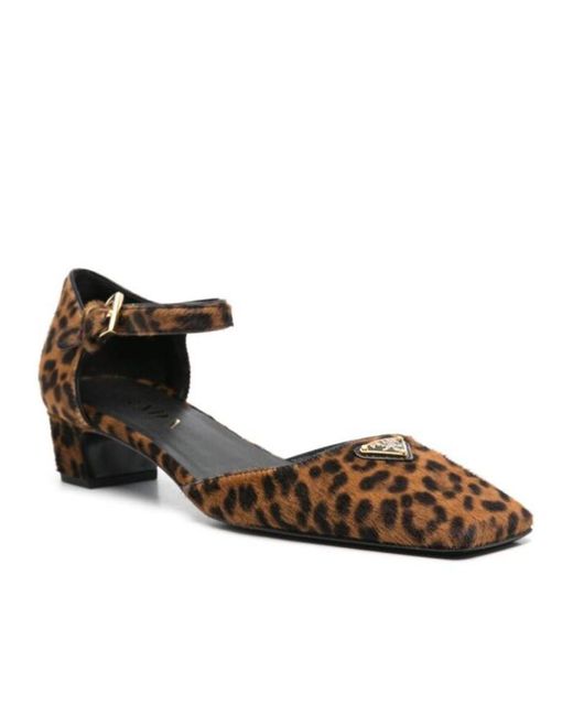 Prada Brown 35Mm Leopard-Print Pumps