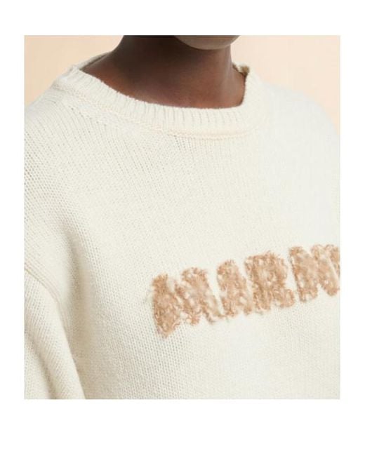 Marni Natural Laser-Cut Logo Sweater