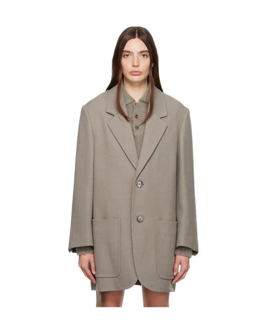 AMI Brown Single-Breasted Coat
