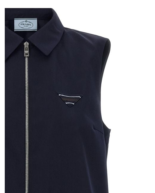 Prada Blue Sleeveless Drawstring Dress