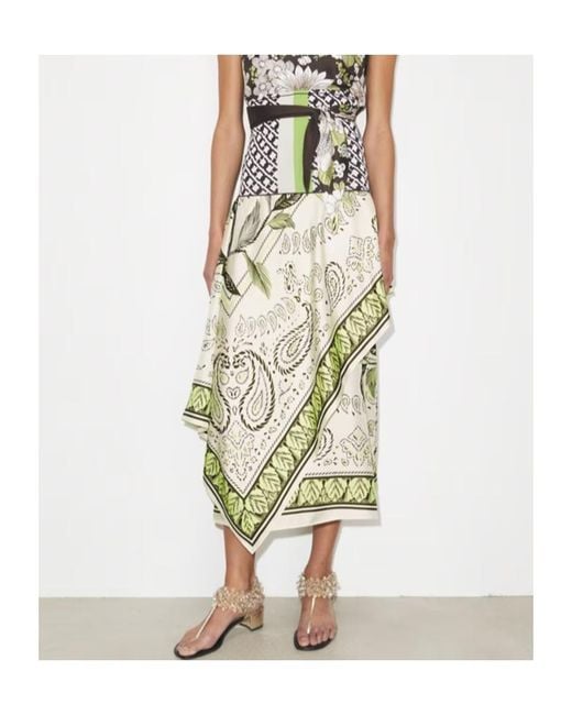 Tory Burch White Scarf Print Wrap Skirt