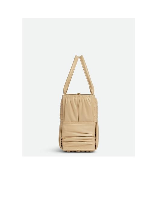 Bottega Veneta Natural Arco Woven Pleated Tote Bag