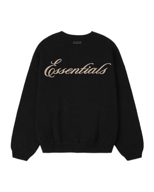Fear Of God Black Embroidered Merino Crewneck Sweater for men