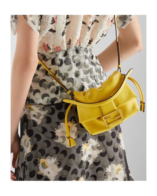 Fendi Yellow Mamma Baguette Small Shoulder Bag