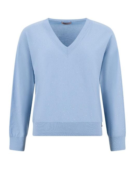 Herno Blue Long-Sleeve V-Neck Sweater