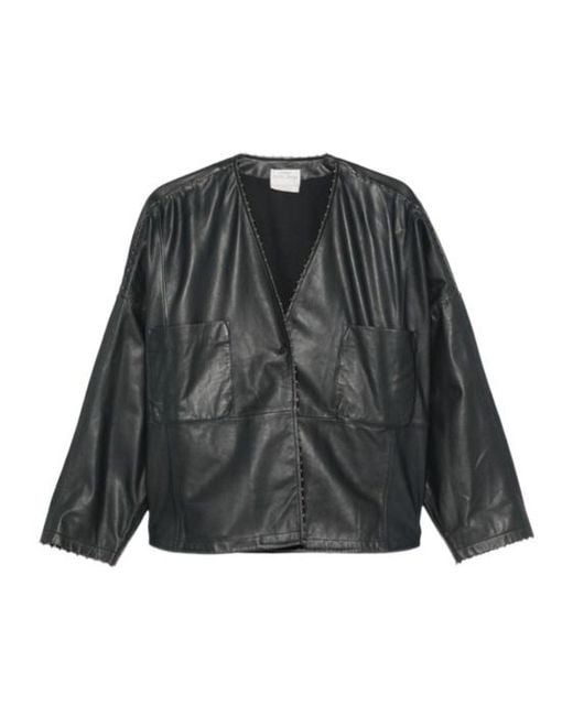 Forte_forte Black Long-Sleeve Leather Jacket