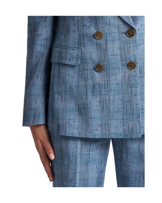 Etro Blue Double-Breasted Tailored Blazer