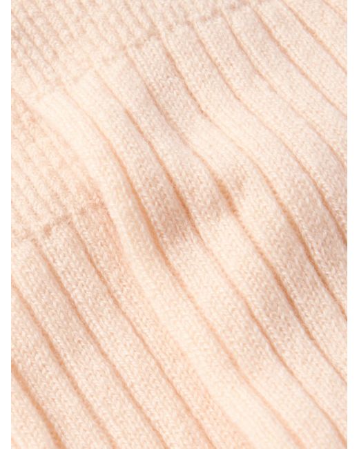 The Elder Statesman White Ribbed Cashmere Socks