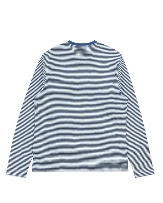 Dunhill Blue Logo Round Collar Long-Sleeved T-Shirt for men
