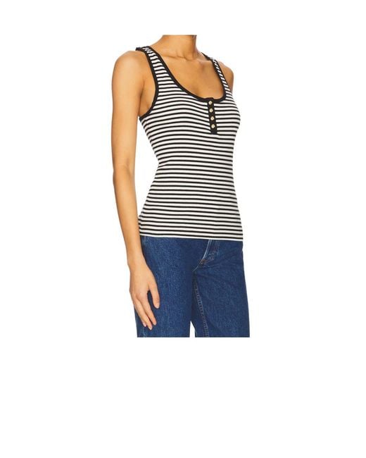 Anine Bing Black Alessia Striped Knitted Tank Top