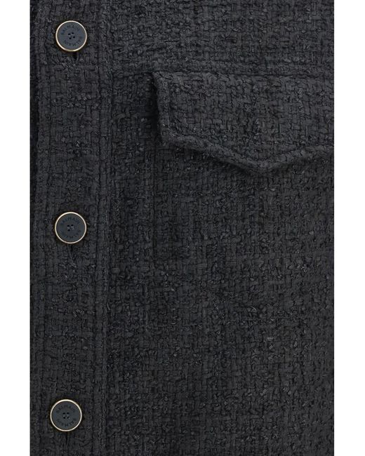 Balmain Blue Tweed Overshirt for men