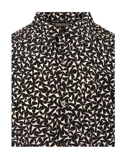 Dries Van Noten Black Patterned Long-Sleeved Shirt for men