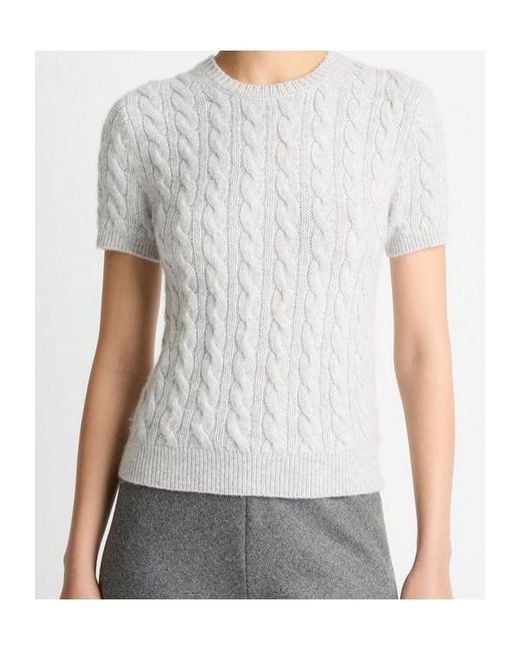Vince Gray Cable-Knit T-Shirt
