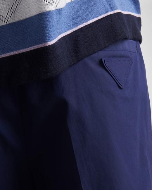 Prada Blue Enamel Triangle-Logo Trousers for men
