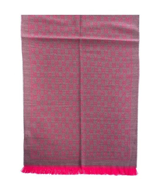 Gucci Pink Wool Gg Jacquard Scarf