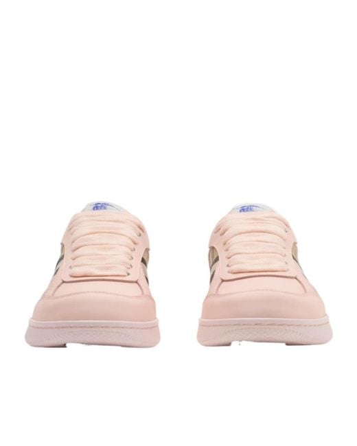 Burberry Pink Terrace Checked Lace-Up Sneakers