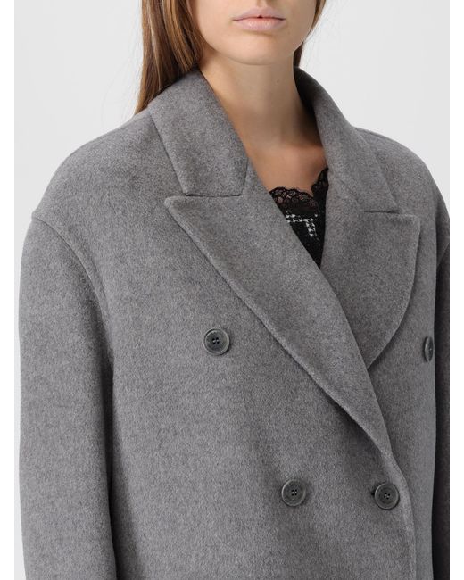 Ermanno Scervino Gray Long-Sleeved Double-Breasted Coat