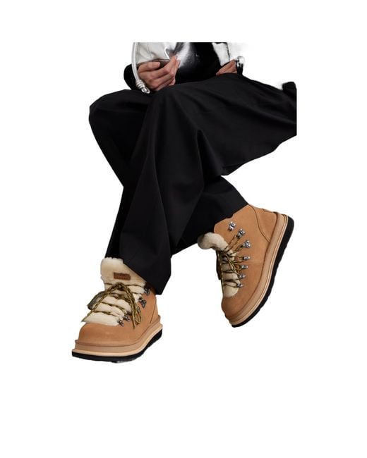 Ugg Natural Leather Trimmed Shearling Ankle Boots