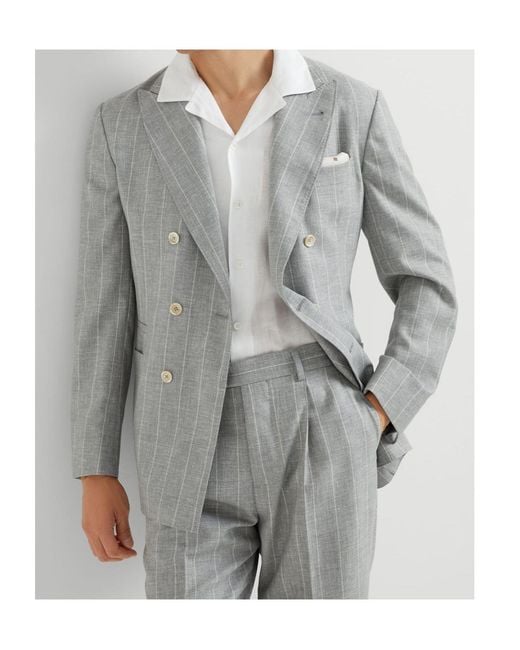 Brunello Cucinelli Gray Double-Breasted Blazer for men