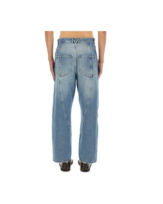 Moschino Blue Panelled Distressed Jeans for men