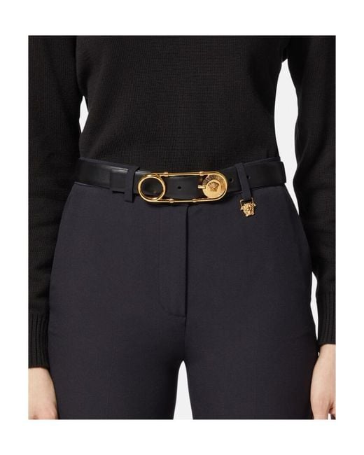 Versace White Medusa Detailed Safety-Pin Belt