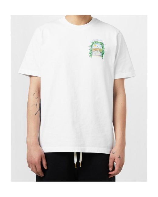 Casablanca White Graphic-Print Cotton T-Shirt for men