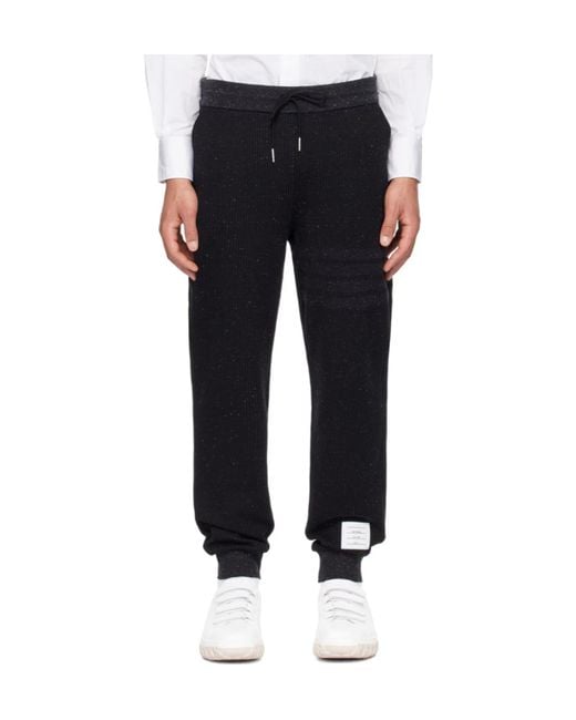 Thom Browne Black Drawstring Knitted Track Pants for men