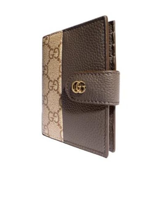 Gucci Brown Bi-Color Gg Marmont Card Case