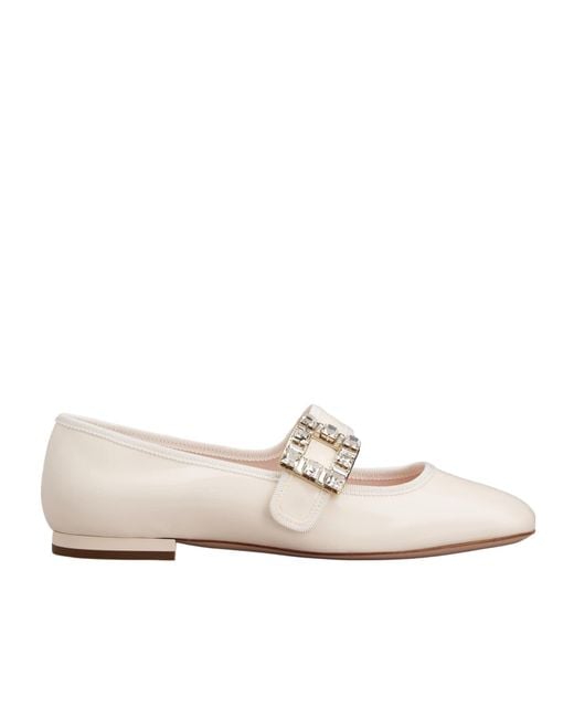 Roger Vivier White Très Vivier Strass Buckle Babies Ballerinas
