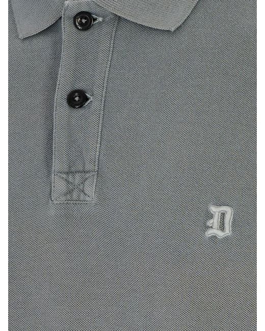 Dondup Gray Logo-Embroidered Polo Shirt for men