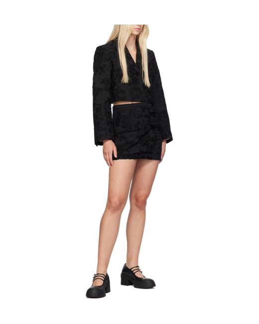 Ganni Black Floral Pattern Skirt