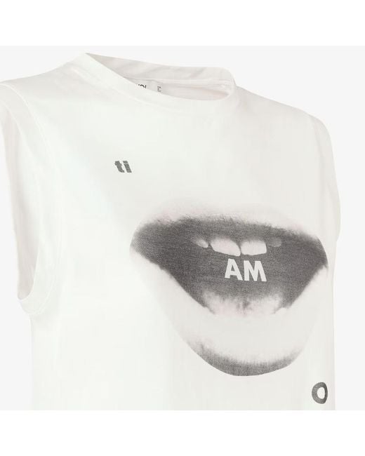 Fendi White Ivory Jersey Top With Ti Amo Print