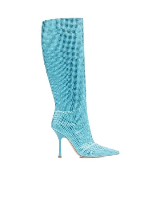 Liu Jo Blue Crystal-Embellished Pointed-Toe Boots