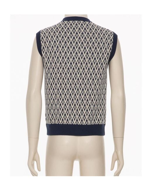 Valentino Blue Jacquard V-Neck Vest for men