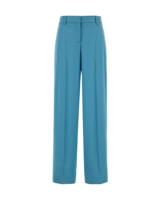 Stella McCartney Blue Pleated Straight Leg Trousers