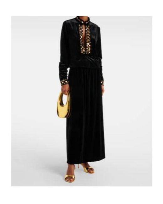 Dodo Bar Or Black Arol Studded Velvet Maxi Dress